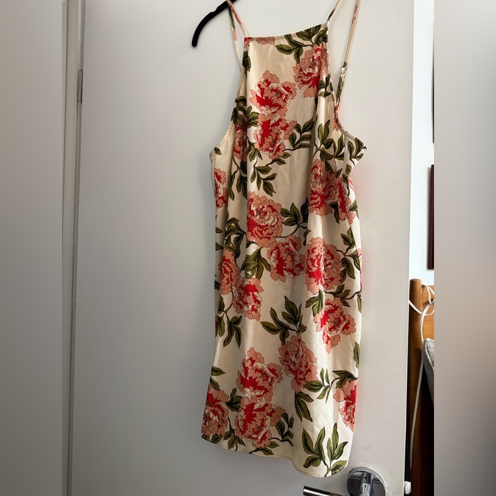 Show Me Your MuMu Floral Midi Dress - Cream and Pink